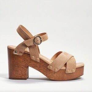 SAM EDELMAN Josefine Platform Heeled Sandal in Camel Suede